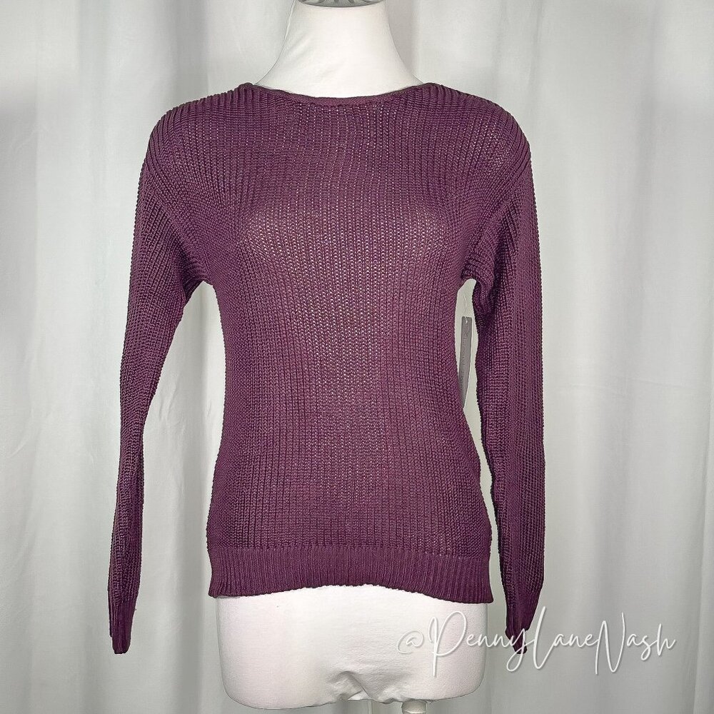 Lizard Thicket Lace Up Back Sweater Size Small Dark Plum